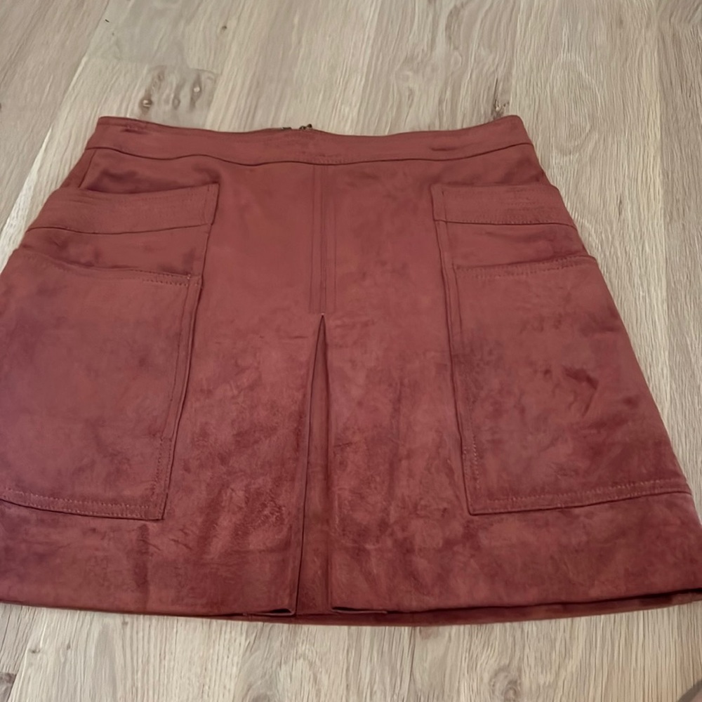Brown suede high waisted BCBG skirt